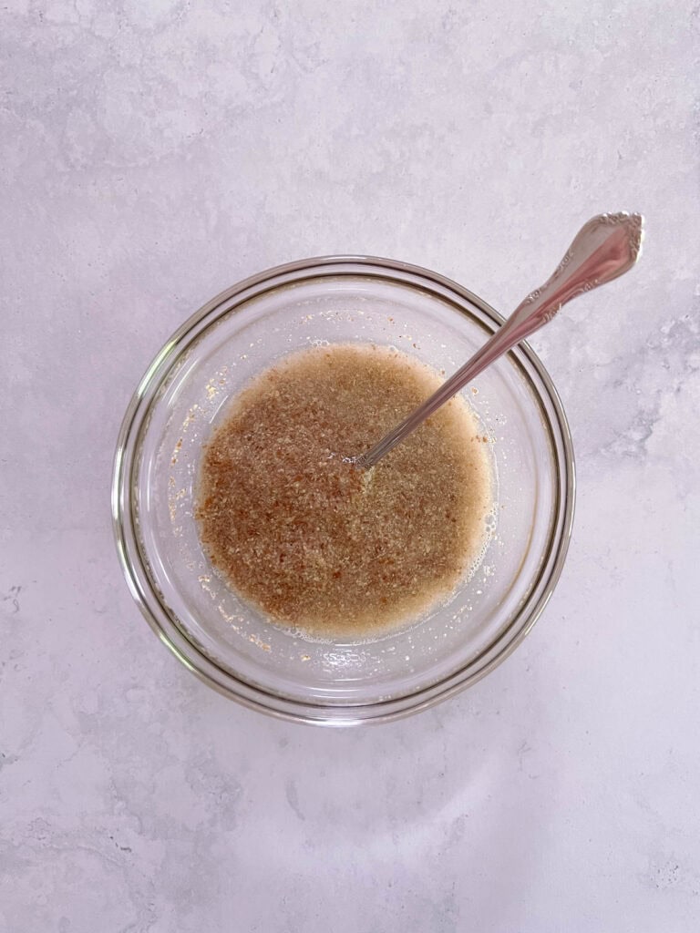 flax eggs in a bowl with a spoon