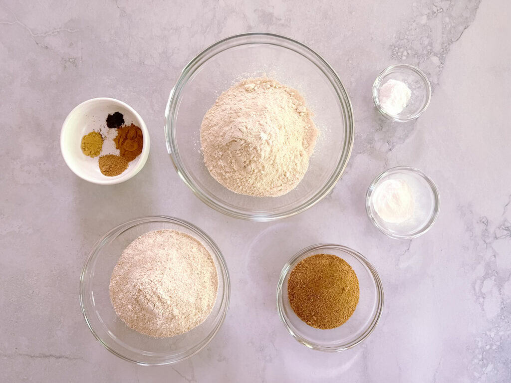 dry ingredients in bowls