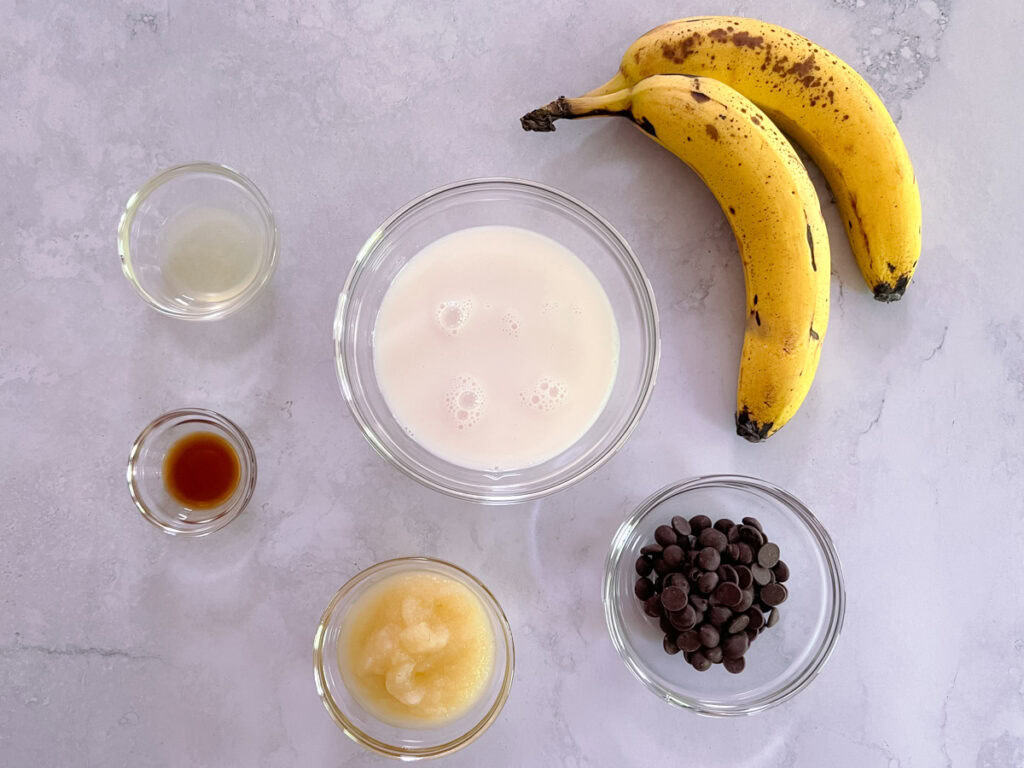 overhead view of wet ingredients