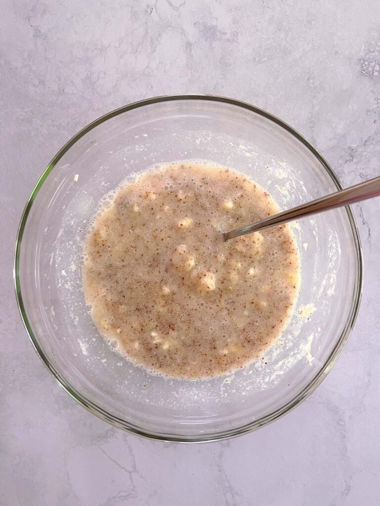 wet ingredients mixed in a bowl