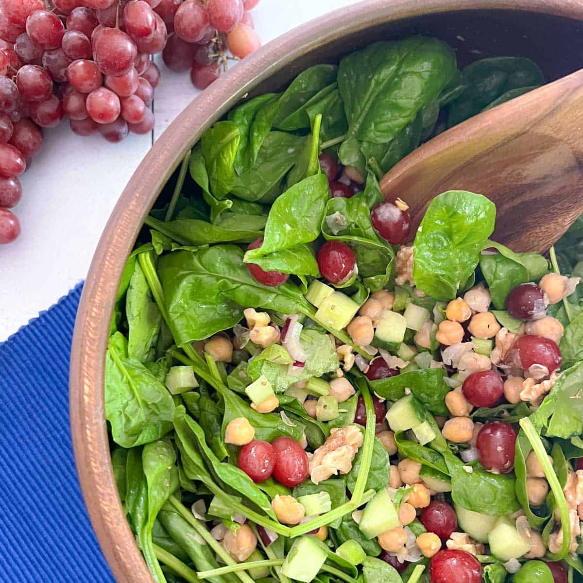 bowl of mediterranean salad with grapes