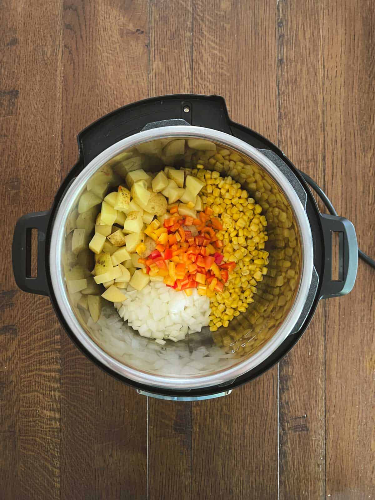 diced vegetables in an Instant Pot