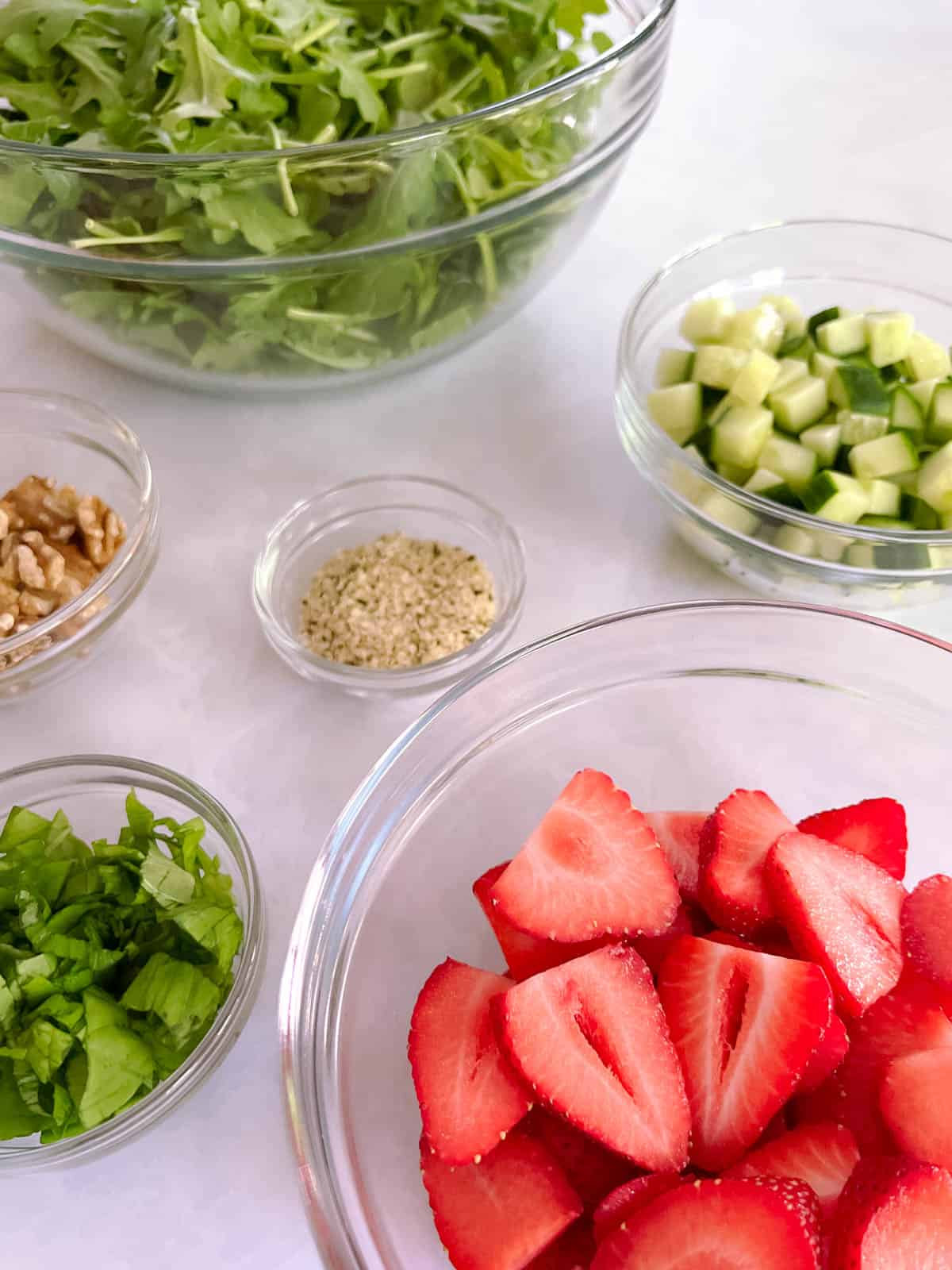 ingredients for strawberry basil salad