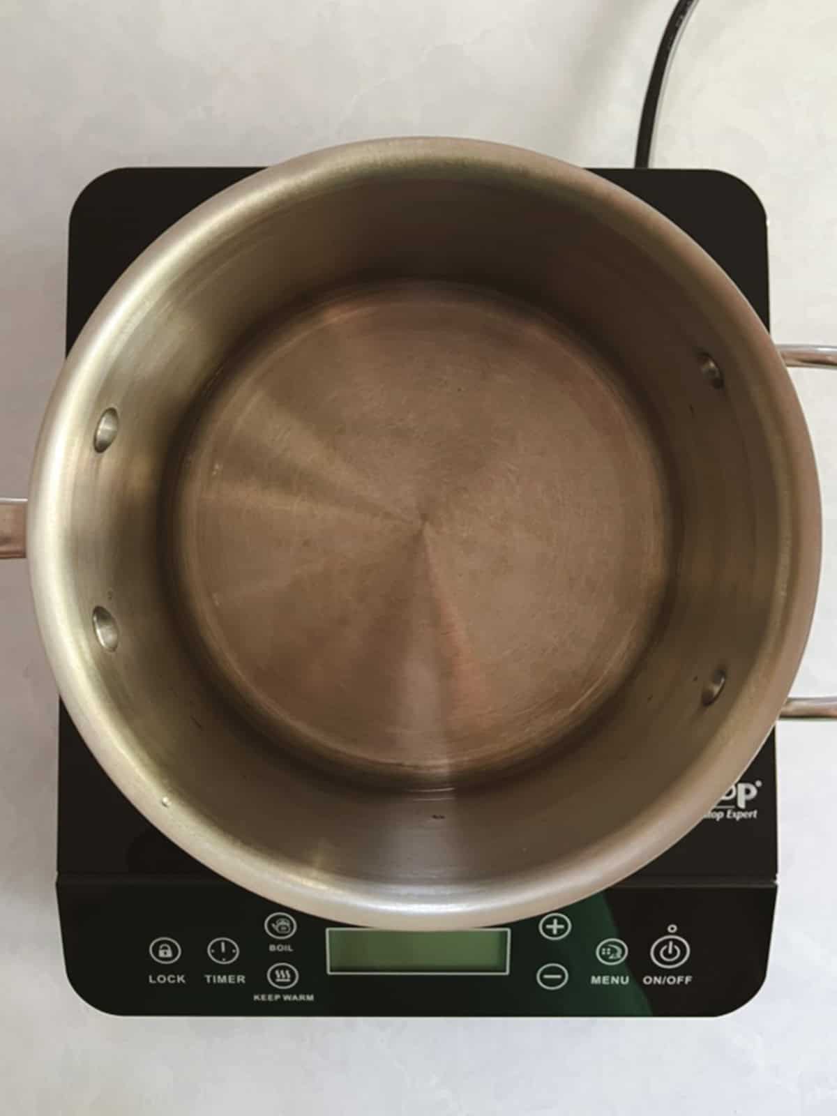 pot of water on a portable burner