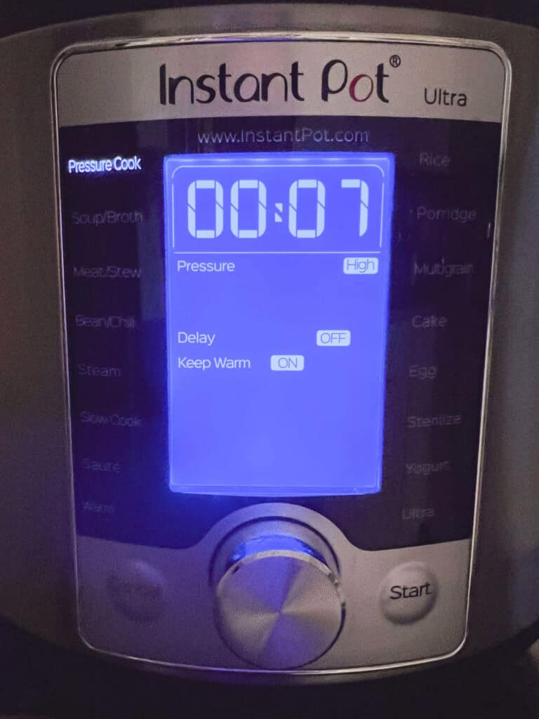 closeup of settings on instant pot