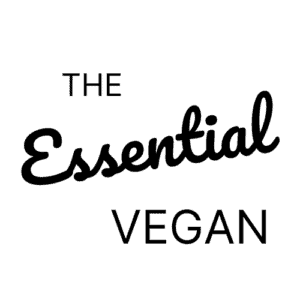 the essential vegan in script text