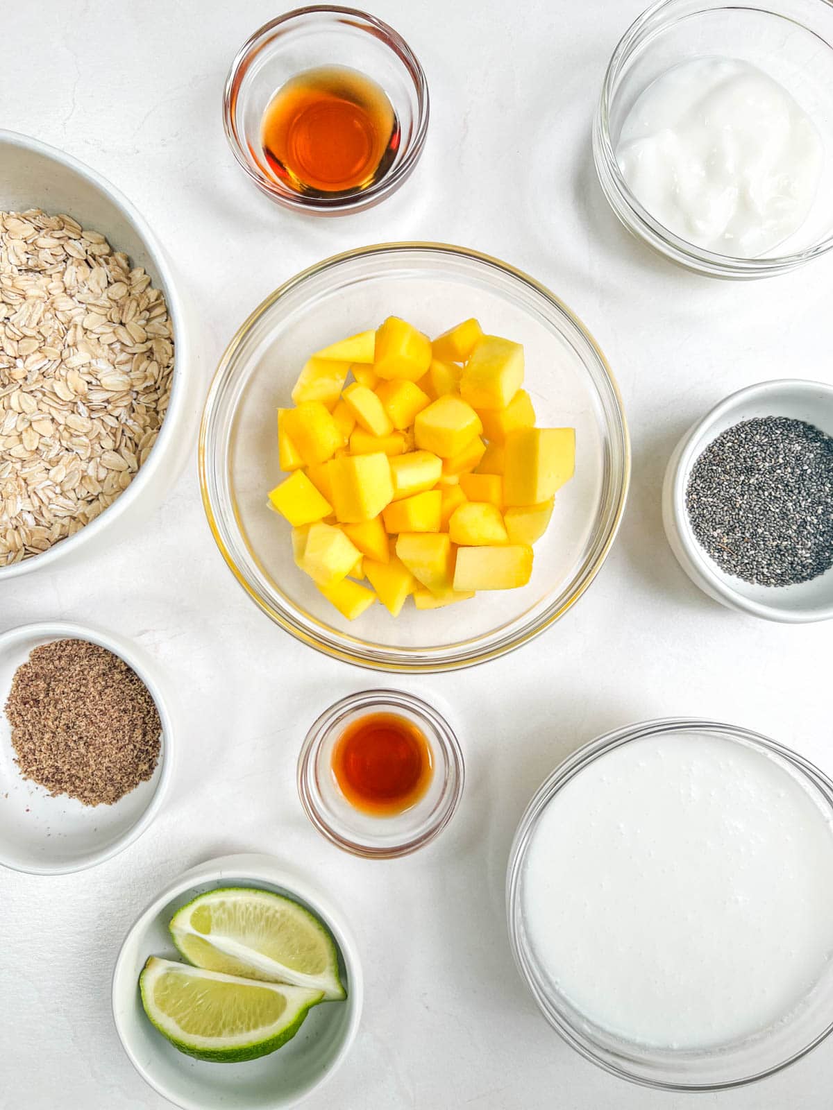 Ingredients for mango overnight oats