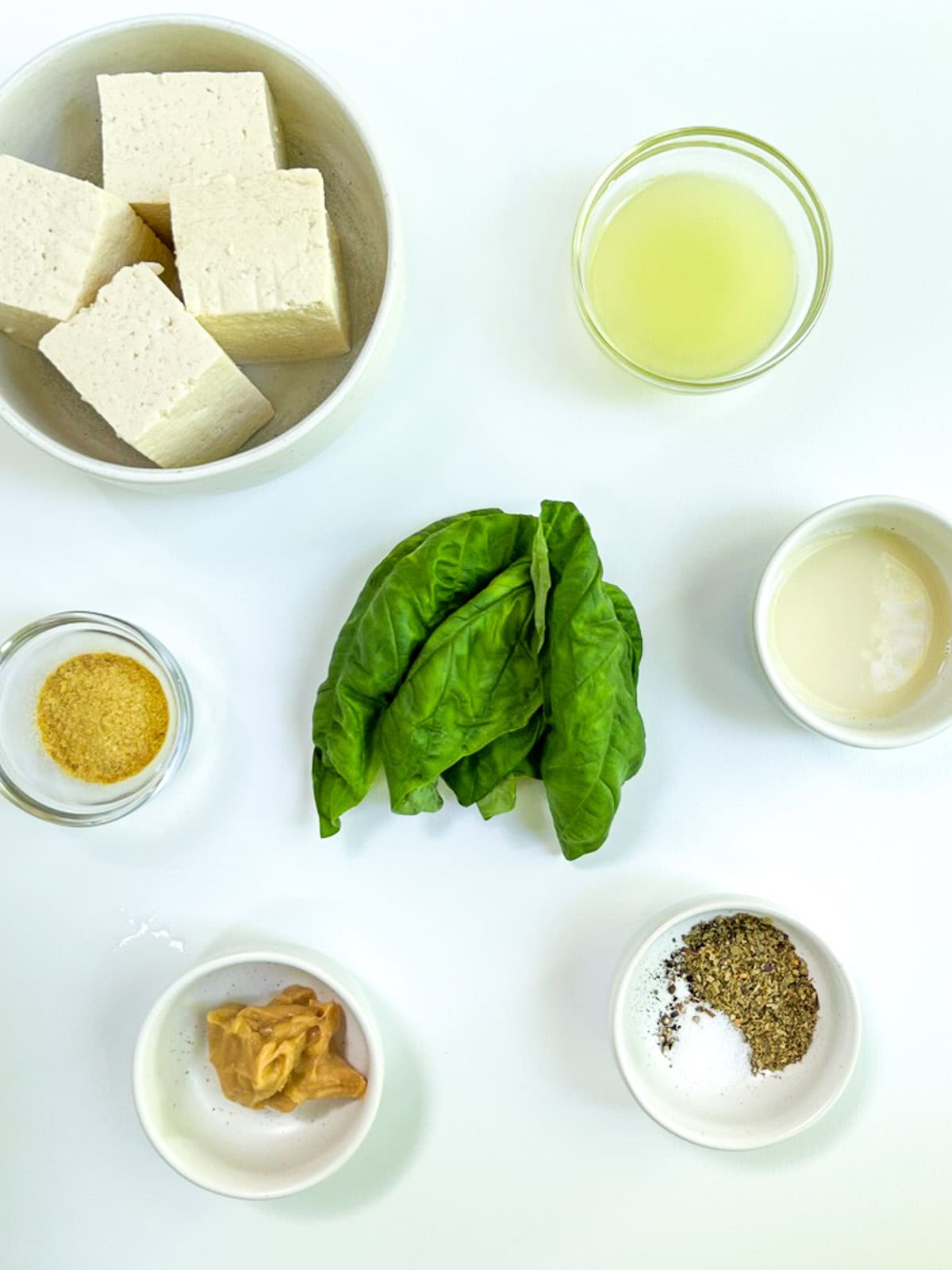 Ingredients for whipped basil ricotta