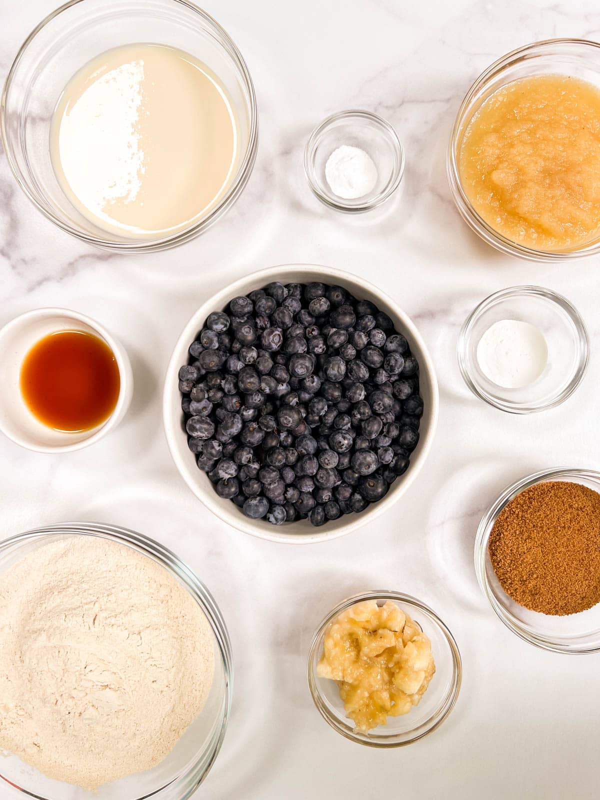 Ingredients for blueberry muffins.